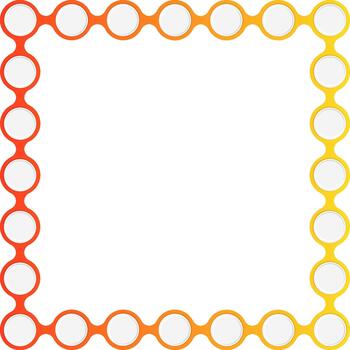 Circles aligned in a modular square frame with gradient outlines forming a geometric border shape. vector