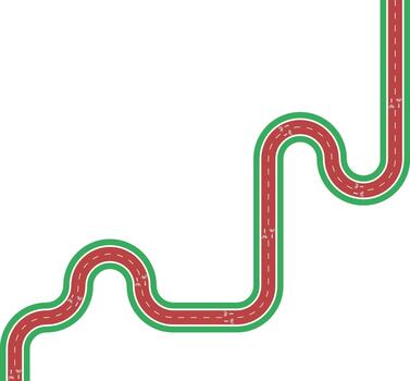 element depicting a squared bike lane path with defined geometry, grassy median separation, arrow marking, and bicycle symbol. vector