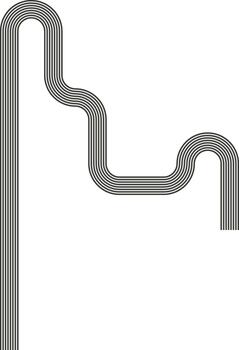 Striped path forming an extended route defined by zigzag movement and continuity. vector