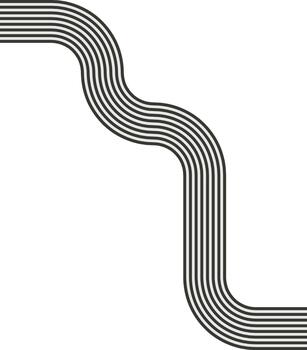 Striped path combining zigzag movement and diagonal direction with wave continuity. vector