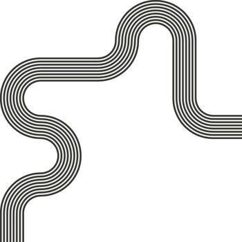 Striped path following a single continuous route shaped by wave motion and curvature. vector