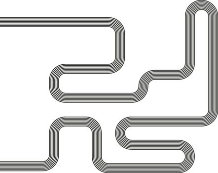 Striped path combining maze structure and zigzag routing with curved continuity. vector