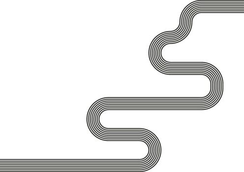 Striped path forming an extended labyrinth with zigzag routing and directional flow. vector