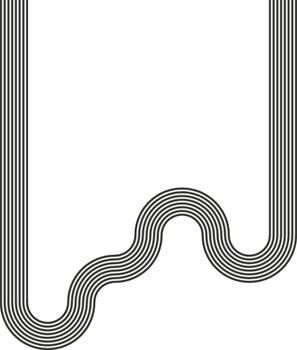 Striped path presenting an extended curved route with continuous directional flow. vector