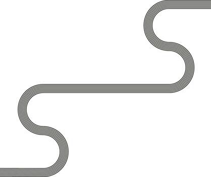 Striped path forming square-based turns with zigzag movement and continuous routing. vector