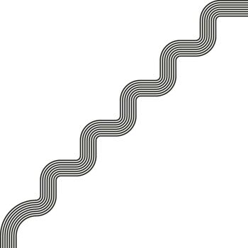 Striped path arranged in an open form with wave flow and curved transitions. vector