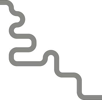 Striped path combining squared routing with wave motion and continuous flow. vector