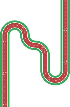 element presenting an abstract rounded cycling path with continuous flow, grassy divider, bicycle pictogram, and arrow direction. vector