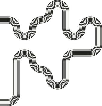 Striped path combining labyrinth routing with zigzag motion and wave flow. vector