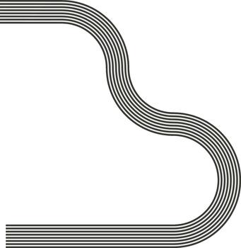 Striped path creating a labyrinth structure guided by wave motion and curved flow. vector