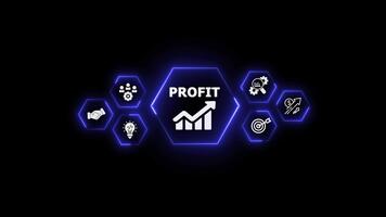 negocio estrategia íconos administración proceso digital animación. limpiar tecnología gráficos dinámica presentación estilo. llave actuación indicadores y crecimiento potencial concepto. 4k animado antecedentes video