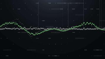 Dynamic digital chart animation with green and white bars forming fluctuating data waves on a dark background. Ideal for finance videos, trading dashboards, analytics presentations, fintech promos, an video
