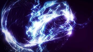 dinamico astratto energia turbine fatto di raggiante blu e bianca particelle formatura fluido onde e movimento sentieri. futuristico digitale animazione ideale per fantascienza temi, tecnologia immagini, sfondi, e video