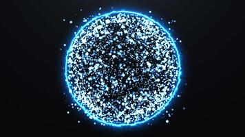 embrasé particule sphère animation avec dynamique bleu lumière points formant une numérique globe, futuriste La technologie Contexte pour données, science, et réseau visuels. video