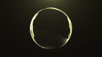 raggiante astratto sfera con vorticoso particelle nel oro, la creazione di un' dinamico, futuristico effetto. ideale per digitale, fantascienza, e innovativo tecnologia immagini. video