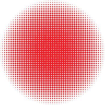 Vibrant red halftone circle gradient background with a retro comic book pop art texture effect vector