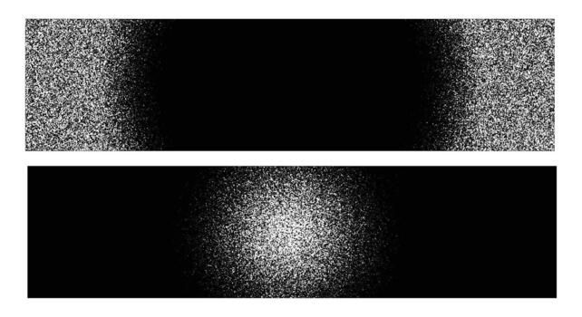 visual representación de ruido distribución patrones contrastando ligero y oscuro areas en científico simulación vector