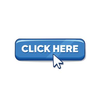 azul hacer clic aquí botón con flecha puntero icono en blanco antecedentes vector