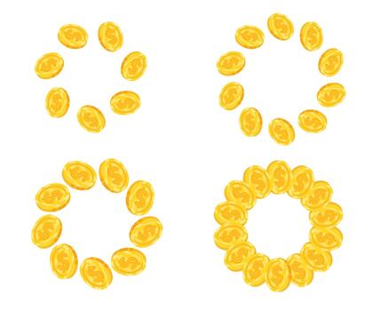 Dollar coin frame set arranged in circular designs, presented on a white background. Elegant collection for financial, currency, and premium branding projects. vector