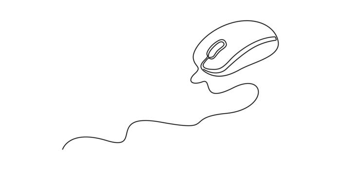 computadora ratón continuo uno línea dibujo. ordenador portátil o computadora ratón soltero línea Arte dibujo minimalista estilo gráfico ilustración vector