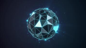 digital klot roterande med sammankopplade rader och lysande poäng i trogen teknologi animering video