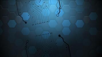 avancerad bakgrund visa upp kretsar och nätverk knutpunkter i sexhörning mönster video