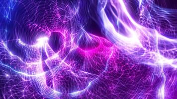 violet et rose particules formant dynamique neural réseau. futuriste numérique Contexte parfait pour technologie, Les données video