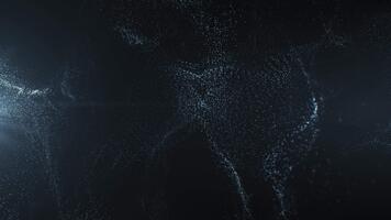 astratto elegante raggiante onda di particelle e puntini in movimento su blu sfondo, grande dati visualizzazione, futuristico e digitale sfondo, 3d, 4k, senza soluzione di continuità ciclo continuo video