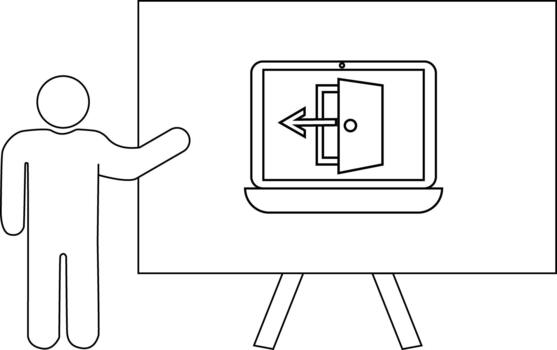 un persona regalos un imagen de un abierto puerta en un ordenador portátil monitor vector