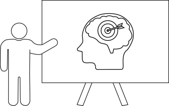 un persona presentación un objetivo dentro un cerebro en un estar vector