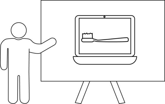 un persona regalos un ordenador portátil con un cepillo de dientes en sus pantalla utilizando un monitor estar vector