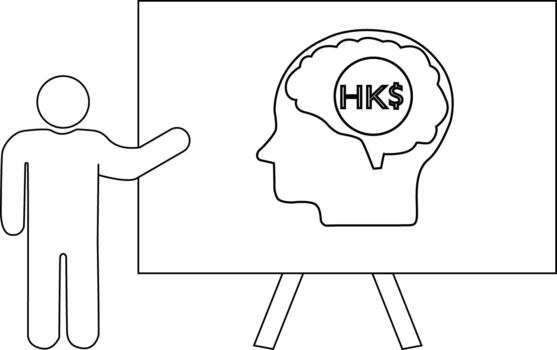 presentación palo figura señalando a cabeza con hk en cerebro en caballete vector