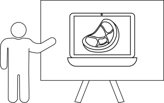 un figura regalos un filete imagen en un ordenador portátil monitor montado en un estar en contra un rectangular fondo vector