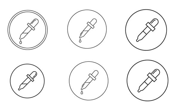Collection of minimalist eyedropper tool icons in line art style for web and graphic design applications vector