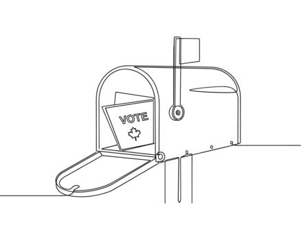 buzón con votar votación sobre continuo línea dibujo vector
