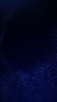 partículas energía túnel desde plasma fractales en oscuro azul tecnología vertical antecedentes. profundo fluido ciencia fi vórtice giratorio en espacio móvil retrato orientación. brillante olas giro aspecto lazo video