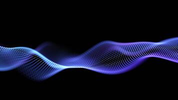 Looped abstract particle flow background with elegant waves, bright blue and pink purple glow effect. Digital waveform screensaver with futuristic neon lines and soft shine. Seamless vj loop 4K 60fps video