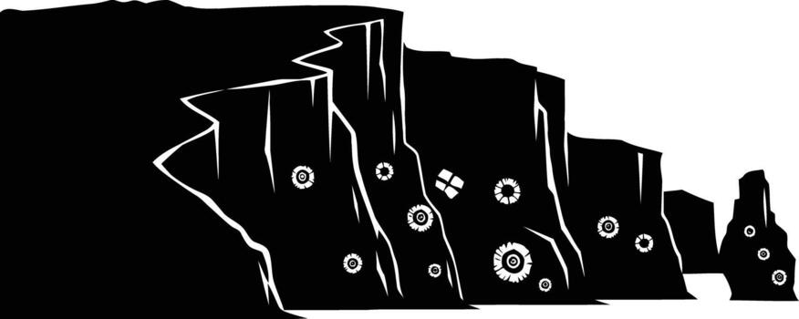 earthen clockwork geological gears and ancient mechanisms hidden within rock, isolated on transparent background vector