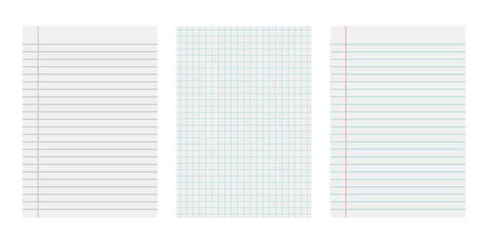 lined paper sheets isolated on transparent white background. Graph paper banner background. Old Paper Texture. vector