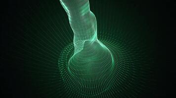 abstrato verde estrutura de arame fluindo dados túnel em Preto fundo ciclo movimento video