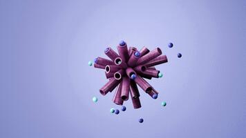 Abstract molecular structure with small particles floating around it video