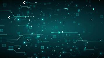 sans couture boucle de une numérique circuit planche avec Les données en mouvement à travers lignes video
