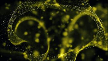 abstrato amarelo partículas Formato intrincado forma dinâmico visualização ciclo video