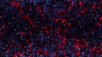 abstrakt bakgrund med kub lådor och lysande röd ljus partiklar video