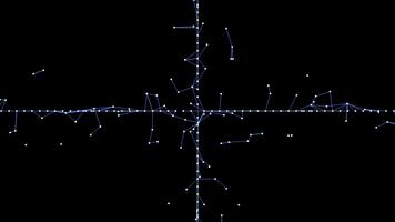 abstrait Les données plexus de liaison points à travers coordonnées sur noir écran video
