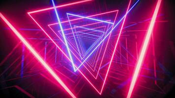 neon triangoli tunnel con raggiante effetto movimento design concetto video