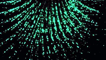 glühend cyan Partikel Strom abwärts Erstellen abstrakt Kaskade bewirken video