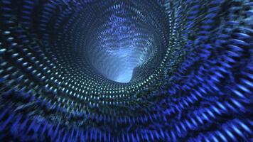 abstrato azul túnel ciclo com brilhando tecido fibra ótico padronizar comovente dinamicamente video