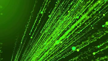 dynamisk grön partikel spår rörelse bakgrund med djup av fält effekt video