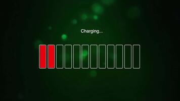 läser in bar animering med laddning batteri på grön bokeh bakgrund video